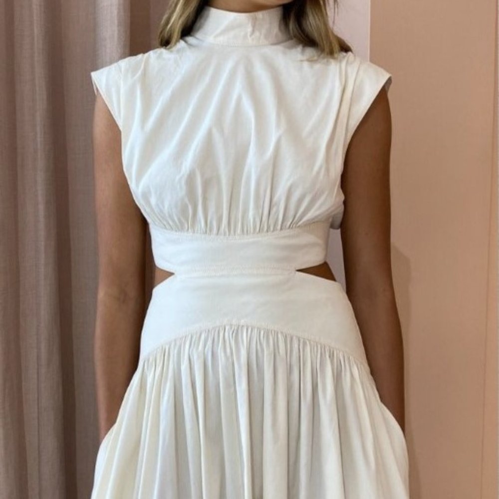 Cherley Stand Collar Sleeveless Open Waist Dress Maxi